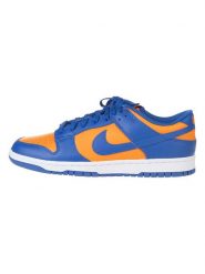 Nike Skórzane sneakersy "Dunk Low Knicks" w kolorze niebiesko-pomarańczowym rozmiar: 49,5. Niebieskie buty sportowe casual Nike, bez wzorów, z materiału, bez zapięcia. Za 347.81 zł.