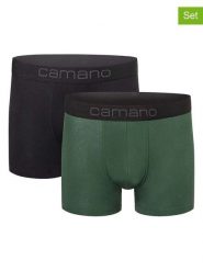 Camano Bokserki (2 pary) w kolorze czarno-zielonym rozmiar: M. Czarne bokserki camano, m, bez wzorów. Za 53.95 zł.