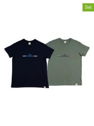 The Time of Bocha Koszulki (2 szt.) w kolorze granatowym i khaki rozmiar: S. Brązowe bezrękawniki The Time of Bocha, s, bez wzorów, z bawełny, bez kołnierzyka, bez ramiączek. Za 86.99 zł.