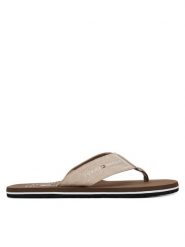 Tommy Hilfiger Japonki Chambray Beach Sandal FM0FM05570 Beżowy. Brązowe japonki Tommy Hilfiger, bez wzorów, z materiału. Za 179.99 zł.