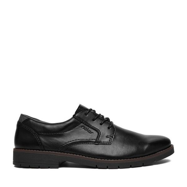Półbuty Rieker. Czarne eleganckie półbuty Rieker, bez wzorów, bez obcasa, bez zapięcia. Za 369.99 zł.