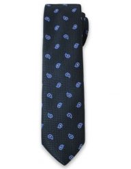 Elegancki Krawat Męski w Niebieski Wzór Paisley -6cm- Alties, Ciemny Niebieski. Niebieskie krawaty i muchy Alties, bez wzorów, z tkaniny. Za 49.00 zł.