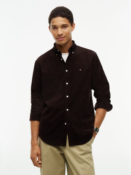 Tommy Hilfiger koszula sztruksowa Mężczyźni Regular Fit Bawełna brązowy, XXL. Brązowe koszule Tommy Hilfiger, m, bez wzorów, z bawełny, bez kołnierzyka, bez ramiączek. Za 409.95 zł.