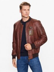 Aeronautica Militare Kurtka skórzana 231PN5026PL183 Brązowy Regular Fit. Brązowe kurtki Aeronautica Militare, m, bez wzorów, ze skóry, bez kaptura. Za 4,379.00 zł.