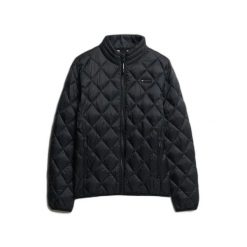 Kurtka puchowa Superdry Diamond Quilt Fuji Lite. Czarne kurtki Superdry, m, bez wzorów, z puchu, bez kaptura. Za 480.30 zł.