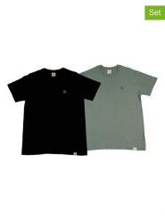 The Time of Bocha Koszulki (2 szt.) w kolorze zielonym i czarnym rozmiar: XL. Czarne bezrękawniki The Time of Bocha, xl, bez wzorów, z bawełny, bez kołnierzyka, bez ramiączek. Za 86.99 zł.