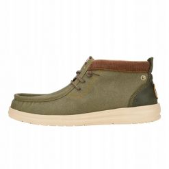 HeyDude Męskie Mokasyny Wally Grip Workwear. Brązowe mokasyny Hey dude, bez wzorów, z materiału, bez obcasa, bez zapięcia. Za 249.00 zł.