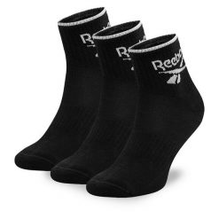 Zestaw 3 par wysokich skarpet unisex Reebok. Czarne skarpety Reebok, bez wzorów. Za 49.99 zł.