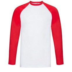 Męska Koszulka Baseballowa Z Długim Rękawem Valueweight. Białe bluzki z długim rękawem Fruit of the Loom, m, bez wzorów, bez kołnierzyka, bez ramiączek. Za 45.99 zł.