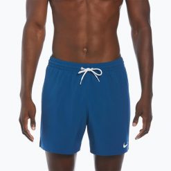 Szorty kąpielowe męskie Nike Solid 5" Volley. Niebieskie szorty Nike, m, bez wzorów. Za 149.99 zł.