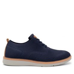 Półbuty Lanetti. Niebieskie eleganckie półbuty Lanetti, bez wzorów, bez obcasa, bez zapięcia. Za 159.99 zł.