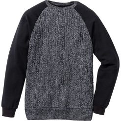 Sweter z rękawami i tyłem z dzianiny dresowej Slim Fit bonprix czarny. Swetry nierozpinane bonprix. Za 59.99 zł.
