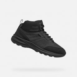 Buty GEOX U SENALES B ABX Czarny. Czarne buty turystyczne Geox, bez wzorów, z syntetyku, bez zapięcia, trekkingowe. Za 451.99 zł.