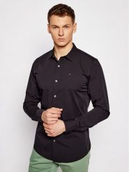 Tommy Jeans Koszula DM0DM04405 Czarny Slim Fit. Czarne koszule Tommy Jeans, l, bez wzorów, z bawełny, bez kołnierzyka, bez ramiączek. Za 209.99 zł.