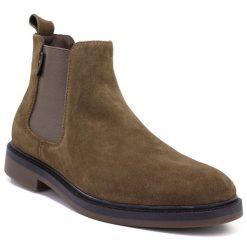 Skórzane sztyblety męskie nieocieplane khaki Big Star UU174277. Brązowe sztyblety BIG STAR, bez wzorów, ze skóry, bez obcasa, bez zapięcia. Za 269.99 zł.