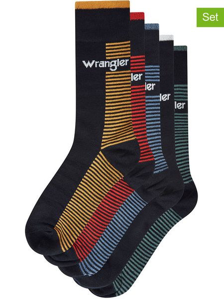 Wrangler Skarpety (5 par) "Brew" w kolorze granatowym ze wzorem rozmiar: 38-42. Niebieskie skarpety Wrangler, bez wzorów. Za 60.95 zł.