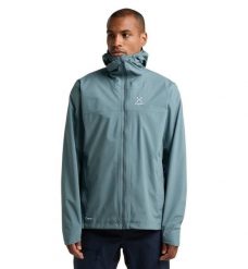 HAGLOFS Kurtka męska KORP PROOF JACKET MEN steel blue-S. Niebieskie kurtki Haglöfs, l, bez wzorów, z materiału, z kapturem. Za 360.05 zł.