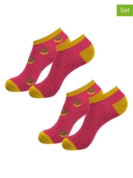 Lucky Socks Skarpety (2 pary) "Donut" w kolorze różowo-musztardowym rozmiar: 39-42. Różowe skarpety Lucky Socks, bez wzorów, prążkowane. Za 26.19 zł.