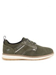 Mustang Półbuty 4197-303 Khaki. Brązowe eleganckie półbuty Mustang, bez wzorów, z materiału, bez obcasa, bez zapięcia. Za 299.99 zł.