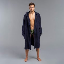 Szlafrok do waterpolo męski Watko 900 z bawełny. Niebieskie szlafroki NABAIJI, m, bez wzorów, z bawełny, bez ramiączek, bez kaptura. Za 179.99 zł.