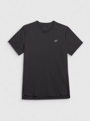 4F Koszulka treningowa regular szybkoschnąca męska - czarna XL. Czarne t-shirty 4F, m, bez wzorów, z materiału, bez kołnierzyka, bez ramiączek. Za 129.99 zł.