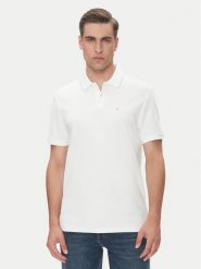 Calvin Klein Polo LV04LC239G Biały Regular Fit. Białe koszulki polo CALVIN KLEIN, m, bez wzorów, z bawełny, bez kołnierzyka, bez ramiączek. Za 299.99 zł.
