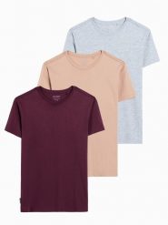 Zestaw koszulek bawełnianych BASIC 3-pak - mix V20 Z30 - XXL. Czerwone t-shirty Ombre Clothing, l, bez wzorów, z bawełny, bez kołnierzyka, bez ramiączek. Za 65.99 zł.