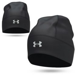 Czapka męska do biegania Under Armour Launch Wool Beanie. Czarne czapki zimowe Under Armour, bez wzorów. Za 119.00 zł.