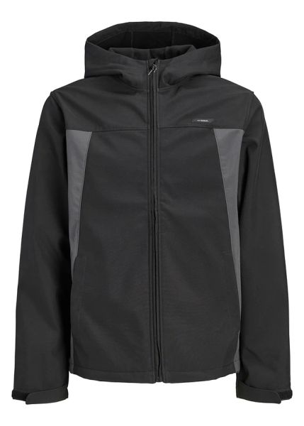 Kurtka softshell JJ REBEL. Czarne kurtki softshell bonprix, m, bez wzorów, z softshellu, z kapturem. Za 169.99 zł.