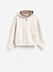 Bluza z kapturem - złamana biel. Bluzy z kapturem Reserved, l, bez wzorów, z bawełny, z kapturem. Za 139.99 zł.
