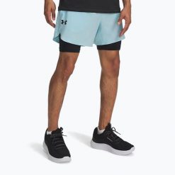 Spodenki męskie Under Armour Peak Woven 2in1. Niebieskie szorty Under Armour, m, bez wzorów, sportowe. Za 209.99 zł.