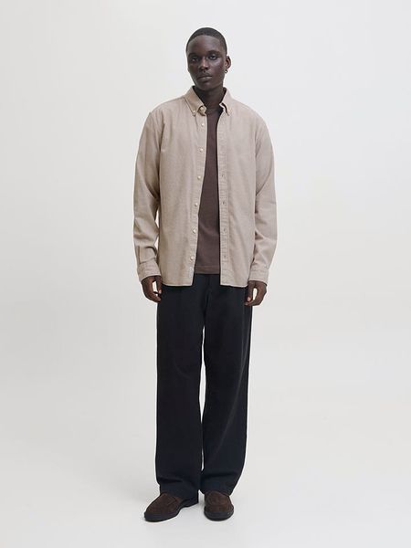 Jack & Jones Koszula - Regular fit - w kolorze szarobrązowym rozmiar: M. Brązowe koszule Jack & Jones, m, bez wzorów, z bawełny, bez kołnierzyka, bez ramiączek. Za 122.09 zł.