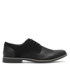 Półbuty Lanetti. Czarne eleganckie półbuty Lanetti, bez wzorów, bez obcasa, bez zapięcia. Za 129.99 zł.
