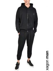 Xagon Man Bluza "Fleece" | MDAWS6 | Fleece | Mężczyzna | Czarny. Czarne bluzy Xagon, m, z aplikacjami, z bawełny, bez kaptura. W wyprzedaży za 199.00 zł.