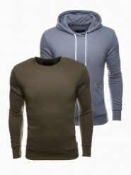 Zestaw bluz męskich BASIC - mix 2-pak V5 - Rozmiar: XXL. Zielone bluzy Ombre Clothing, m, bez wzorów, z bawełny, bez kaptura. W wyprzedaży za 89.99 zł.