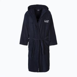 Szlafrok męski EA7 Emporio Armani Core Bathrobe. Niebieskie szlafroki EA7 Emporio Armani, l, bez wzorów, z bawełny, bez ramiączek, bez kaptura. Za 569.99 zł.