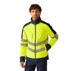 Kurtka Softshellowa Unisex Dla Dorosłych HiVis Odblaskowy Materiał. Niebieskie kurtki Regatta, xl, bez wzorów, z materiału, bez kaptura. Za 571.99 zł.