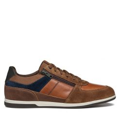 Półbuty Geox. Brązowe eleganckie półbuty Geox, bez wzorów, bez obcasa, bez zapięcia. Za 359.99 zł.