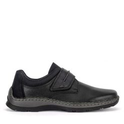 Półbuty Rieker. Czarne eleganckie półbuty Rieker, bez wzorów, bez obcasa, bez zapięcia. Za 295.00 zł.