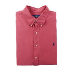 Second life - Klasyczna koszula męska gładka różowa - Jak nowy. Czerwone koszule RALPH LAUREN, m, bez wzorów, z tkaniny, bez kołnierzyka, bez ramiączek. Za 207.36 zł.