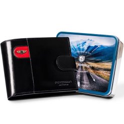 Portfel męski Peterson PTN 22305L-VT-E czarny. Czarne portfele Peterson, bez wzorów, ze skóry. Za 169.99 zł.