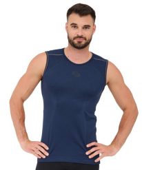 Bezrękawnik męski Brubeck FITNESS. Niebieskie bielizna termoaktywna Brubeck, l, bez wzorów, z materiału, bez ramiączek, do biegania. Za 49.99 zł.