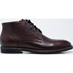 Domeno - Buty. Brązowe botki sznurowane Domeno, bez wzorów, z materiału, z okrągłym noskiem, bez obcasa, bez zapięcia. W wyprzedaży za 199.90 zł.