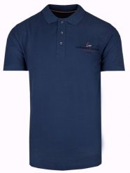 Męska Koszulka POLO - Adriano Guinari - Motyw Żeglarski - Granatowa. Niebieskie koszulki polo Adriano Guinari, m, bez wzorów, z bawełny, bez kołnierzyka, bez ramiączek. Za 99.00 zł.