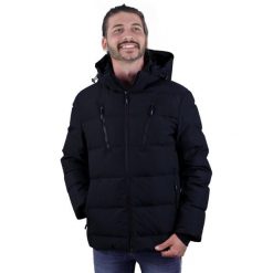 Kurtka puchowa zimowa męska WH10 Sporty. Czarne kurtki GUGGEN MOUNTAIN, na zimę, l, bez wzorów, z poliesteru, bez kaptura. W wyprzedaży za 929.03 zł.