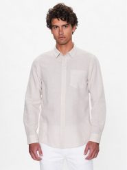 Calvin Klein Koszula K10K108664 Beżowy Regular Fit. Brązowe koszule CALVIN KLEIN, m, bez wzorów, z bawełny, bez kołnierzyka, bez ramiączek. Za 249.99 zł.
