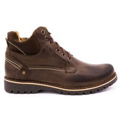 KOMODO Buty męskie ocieplane śniegowce 885 brązowe. Brązowe botki sznurowane bez wzorów, ze skóry, bez obcasa, bez zapięcia. Za 453.66 zł.