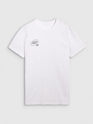 4F T-shirt regular z nadrukiem męski - biały S. Białe t-shirty 4F, m, bez wzorów, z bawełny, bez kołnierzyka, bez ramiączek. Za 59.99 zł.