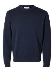 SELECTED HOMME Sweter "Kris" w kolorze granatowym rozmiar: XL. Niebieskie swetry nierozpinane Selected Homme, xl, bez wzorów, z bawełny, bez kołnierzyka, bez ramiączek. Za 148.96 zł.