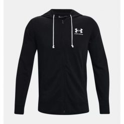 Bluza męska Under Armour RIVAL TERRY LC FZ. Czarne bluzy Under Armour, m, bez wzorów, bez kaptura. W wyprzedaży za 139.00 zł.